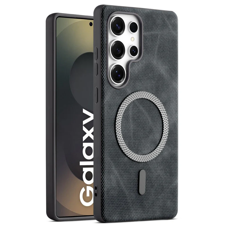 Rugged Vintage Look Back Case For Samsung S25 Ultra 5G With Magnetic Charging Compatible with Wireless Charging Support - Image 13