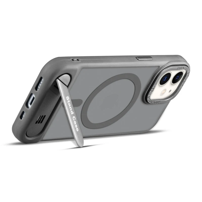 Semi-Transparent Hard Back & Wireless Charging Support Compatible With Kickstand Back Case For Apple iPhone 12 - Image 16