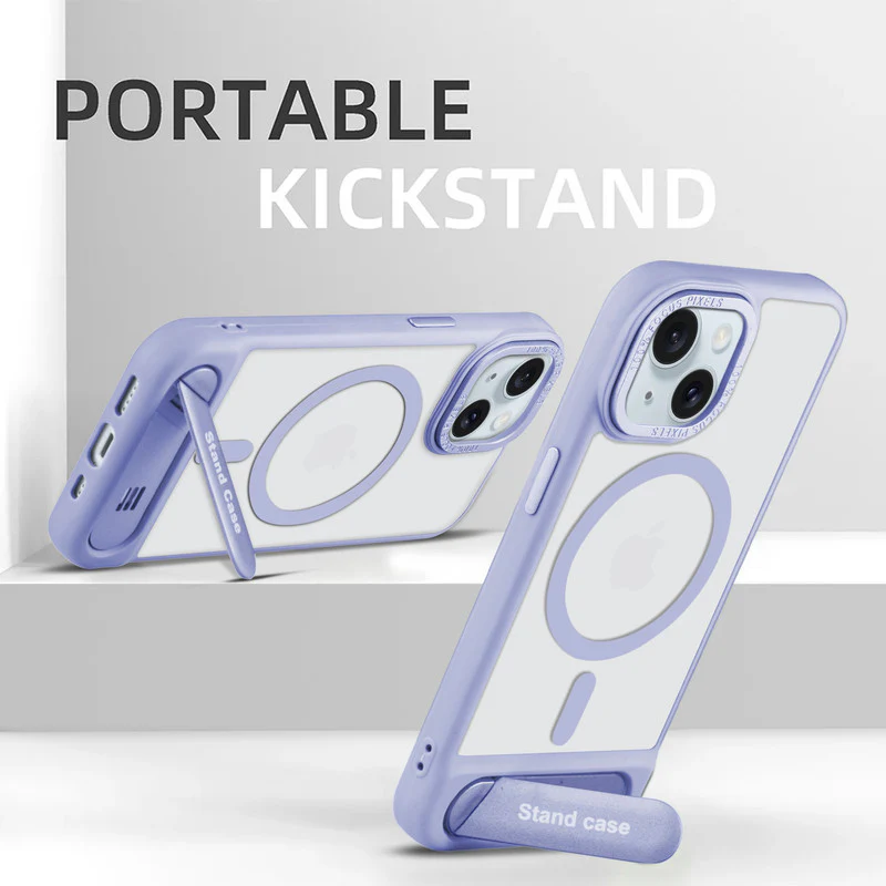 Semi-Transparent Hard Back & Wireless Charging Support Compatible With Kickstand Back Case For Apple iPhone 14 Plus - Image 19