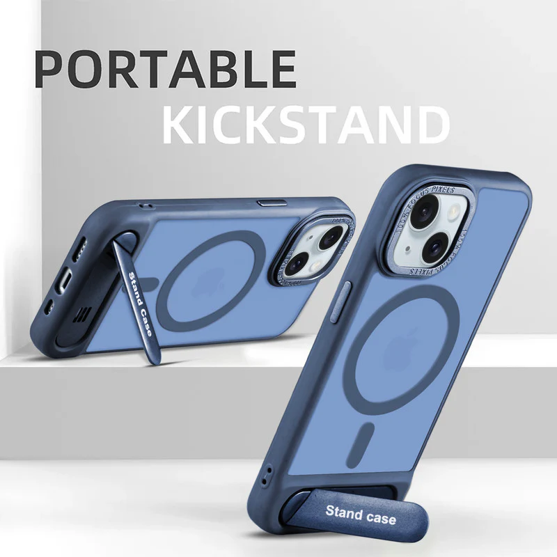 Semi-Transparent Hard Back & Wireless Charging Support Compatible With Kickstand Back Case For Apple iPhone 14 Plus - Image 25
