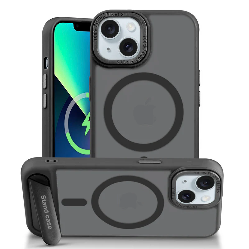 Semi-Transparent Hard Back & Wireless Charging Support Compatible With Kickstand Back Case For Apple iPhone 14 Plus - Image 3