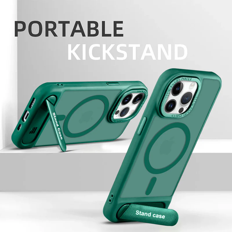 Semi-Transparent Hard Back & Wireless Charging Support Compatible With Kickstand Back Case For Apple iPhone 14 Pro Max - Image 7