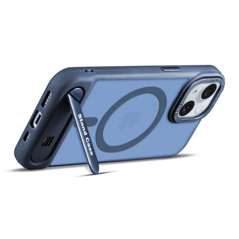 Semi-Transparent Hard Back & Wireless Charging Support Compatible With Kickstand Back Case For Apple iPhone 15 Plus - Image 28