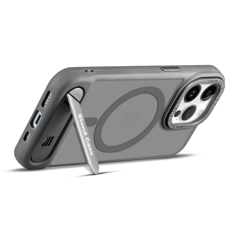 Semi-Transparent Hard Back & Wireless Charging Support Compatible With Kickstand Back Case For Apple iPhone 15 Pro - Image 16