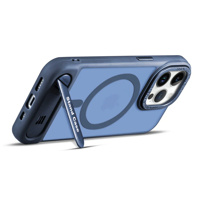 Semi-Transparent Hard Back & Wireless Charging Support Compatible With Kickstand Back Case For Apple iPhone 15 Pro Max - Image 28