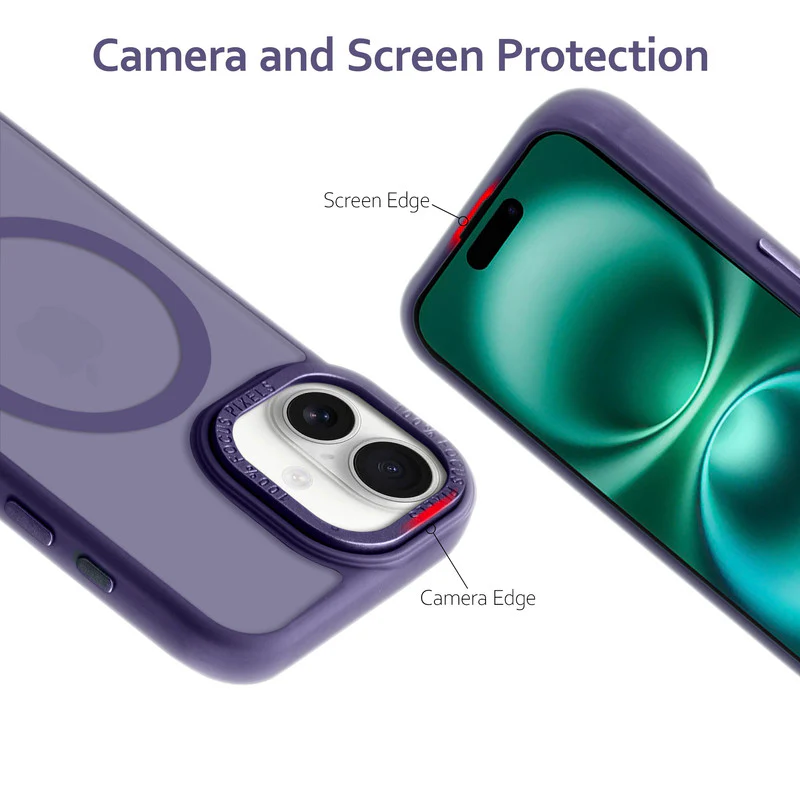 Semi-Transparent Hard Back & Wireless Charging Support Compatible With Kickstand Back Case For Apple iPhone 16 - Image 35