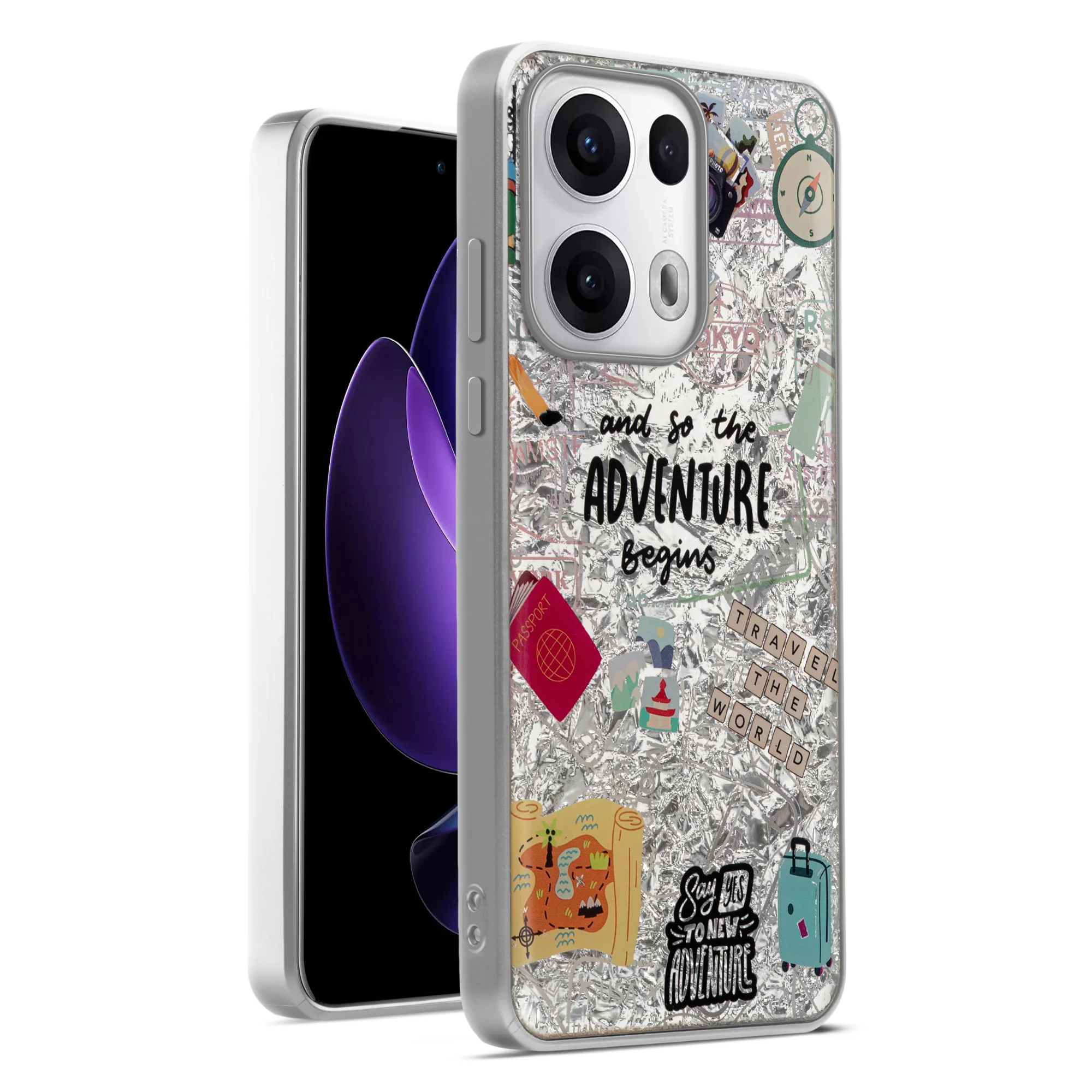 Shining Glossy Gradient Glitter Phone Back Cover Case for Oppo Reno 13 Pro 5G