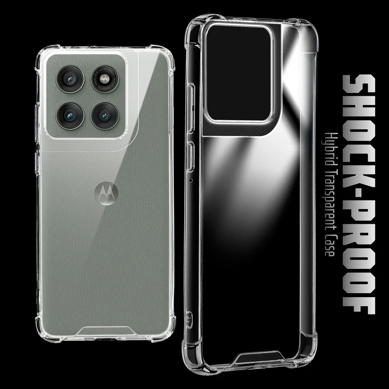 Transparent Shockproof Phone Back Cover Case With Raised Edges For Motorola Edge 60 Pro 5G