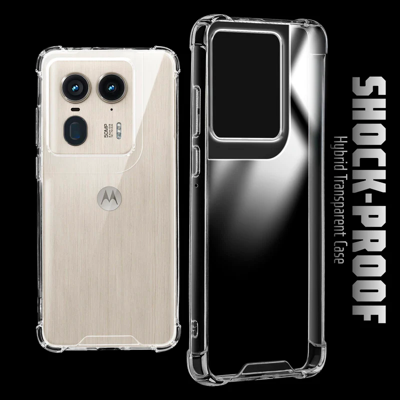 Transparent Shockproof Phone Back Cover Case With Raised Edges For Motorola Moto Edge 50 Ultra 5G