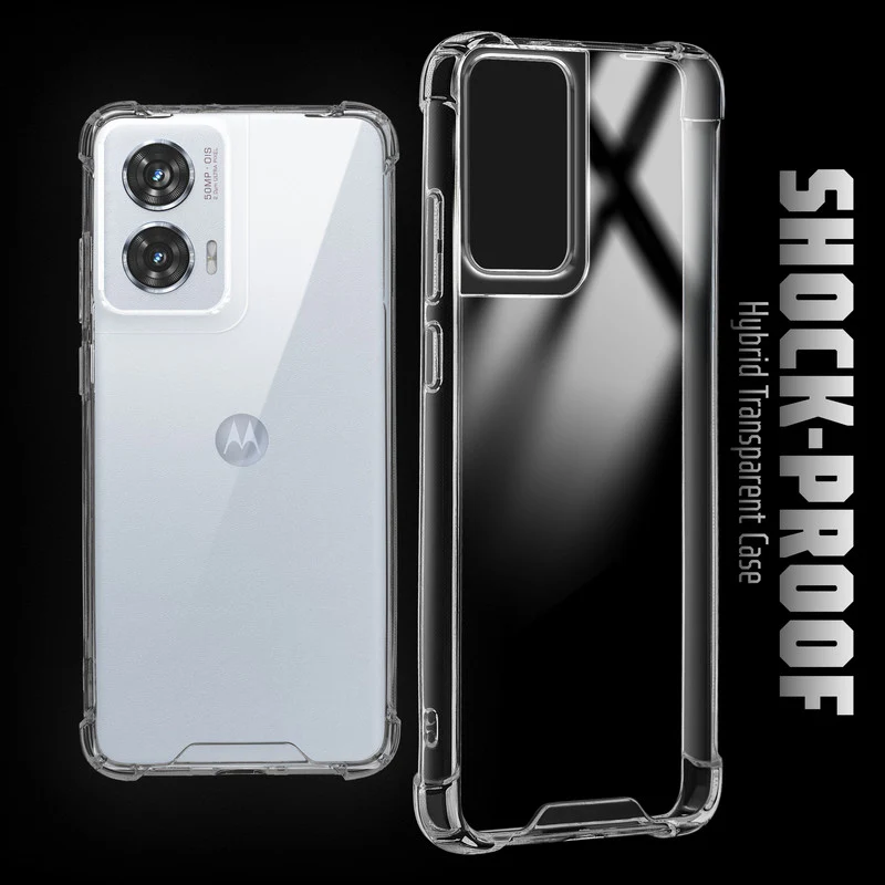 Transparent Shockproof Phone Back Cover Case With Raised Edges For Motorola Moto G96 5G