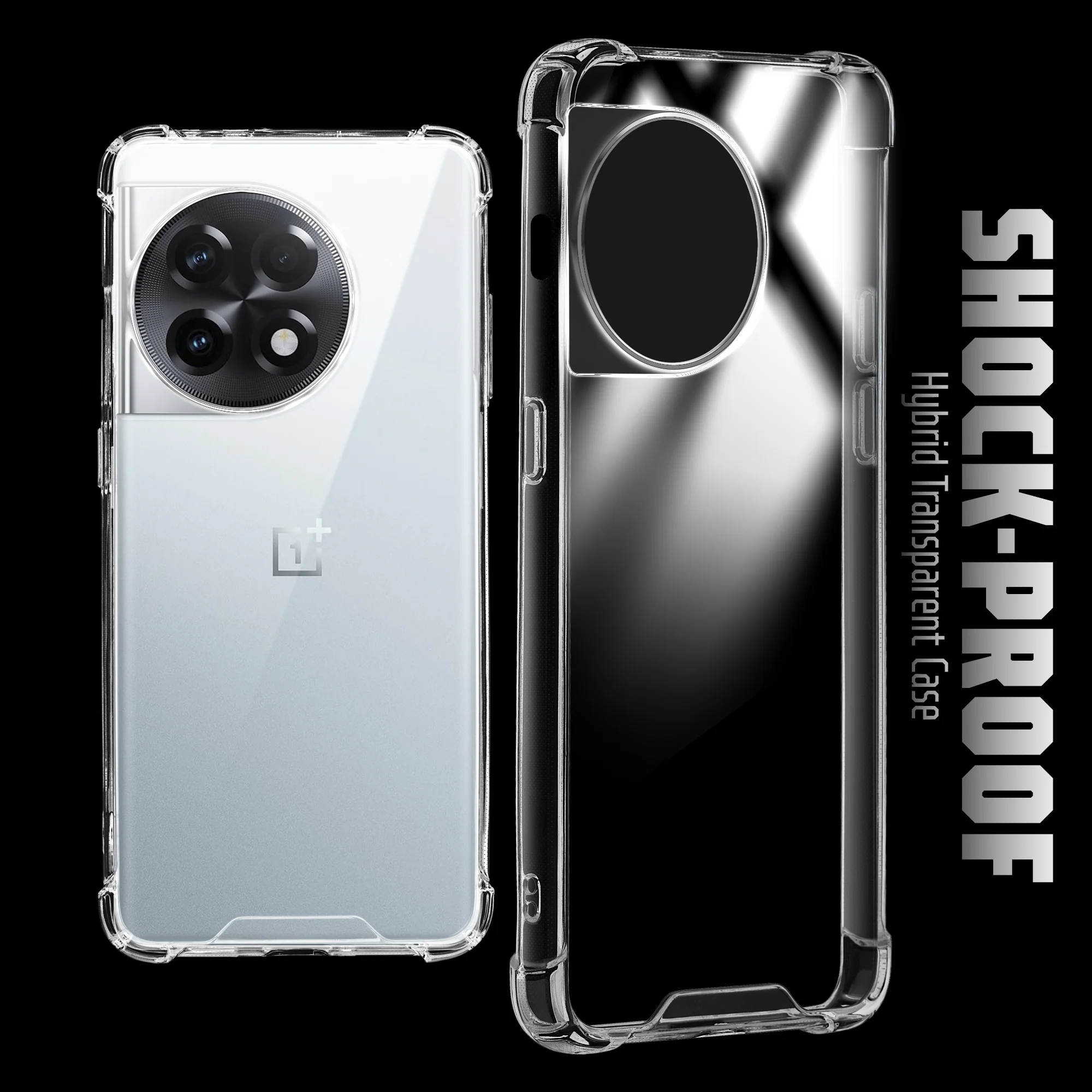 Transparent Shockproof Phone Back Cover Case With Raised Edges For OnePlus 11R 5G