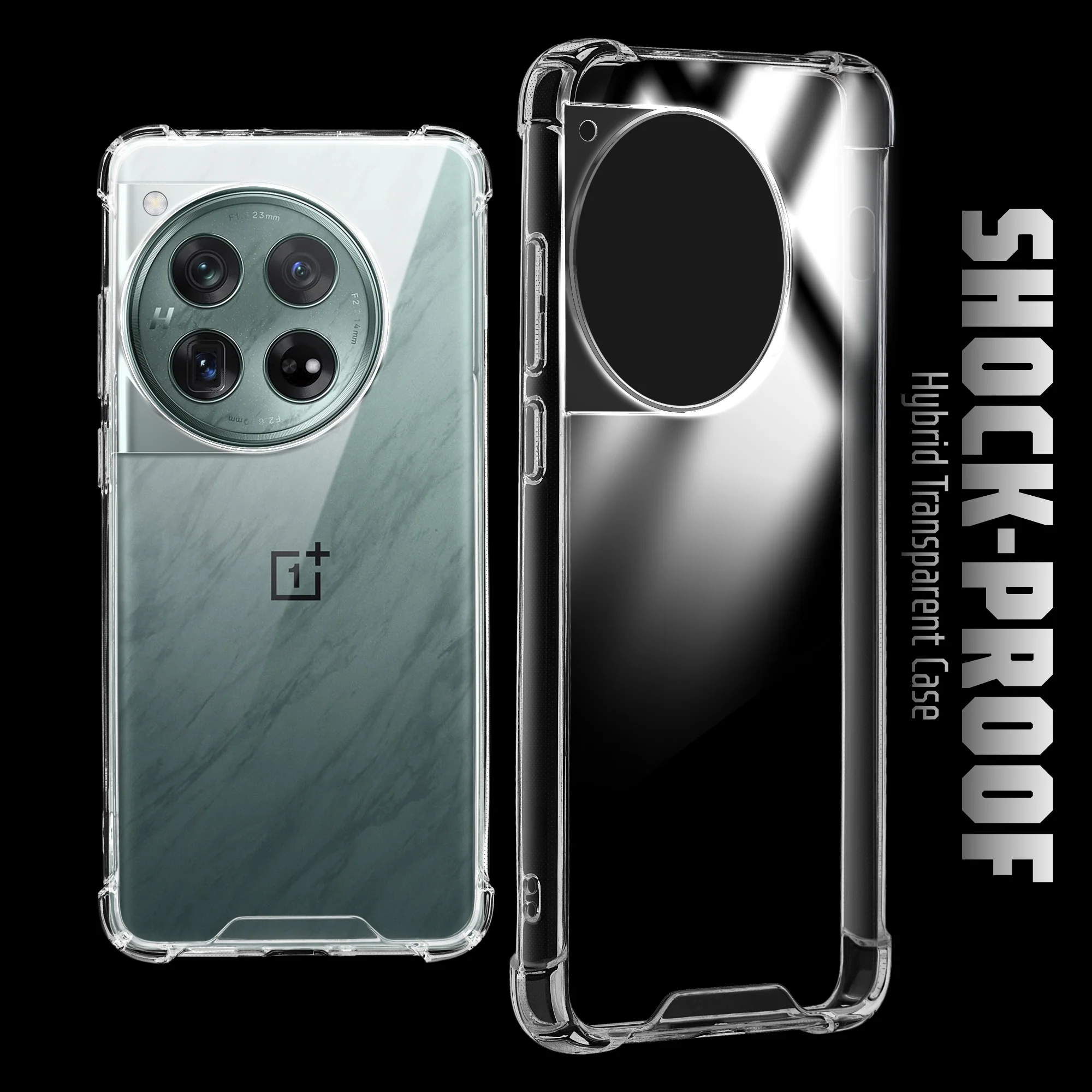 Transparent Shockproof Phone Back Cover Case With Raised Edges For OnePlus 12 5G