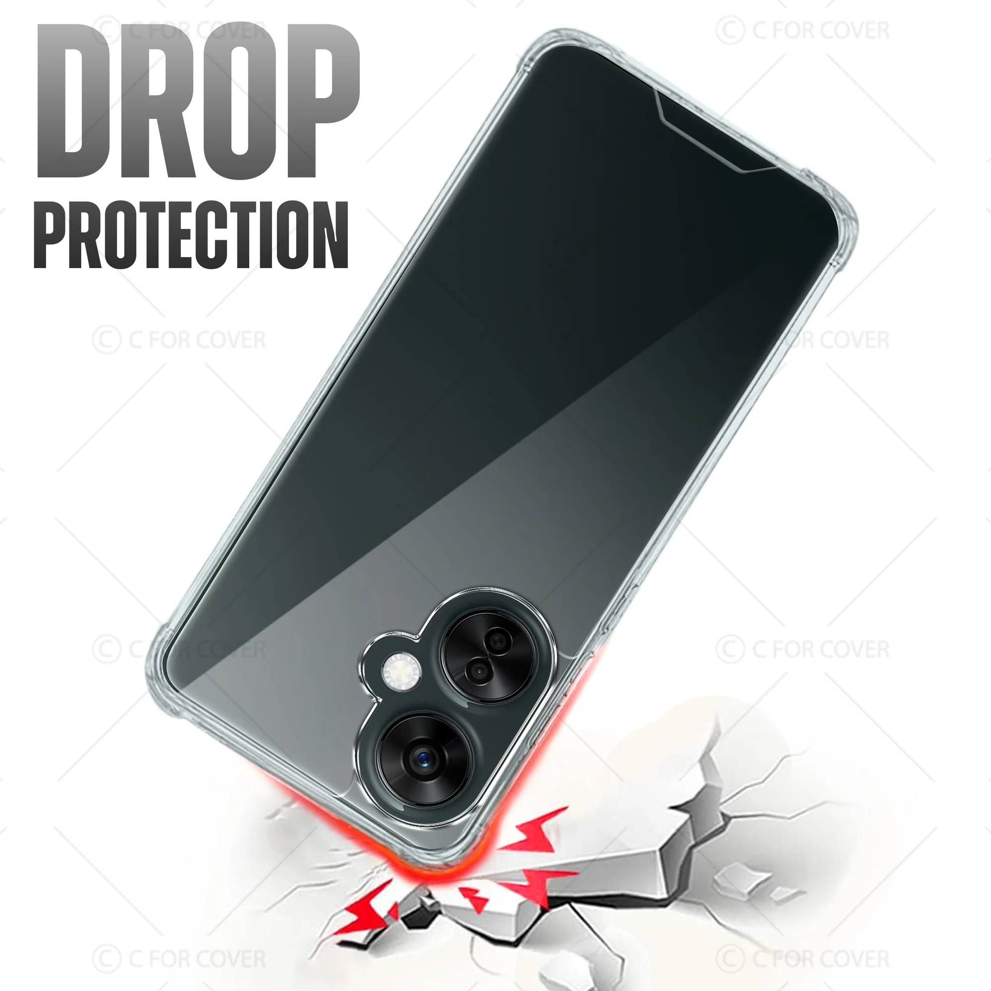 Transparent Shockproof Phone Back Cover Case With Raised Edges For OnePlus Nord CE 3 Lite 5G - Image 6