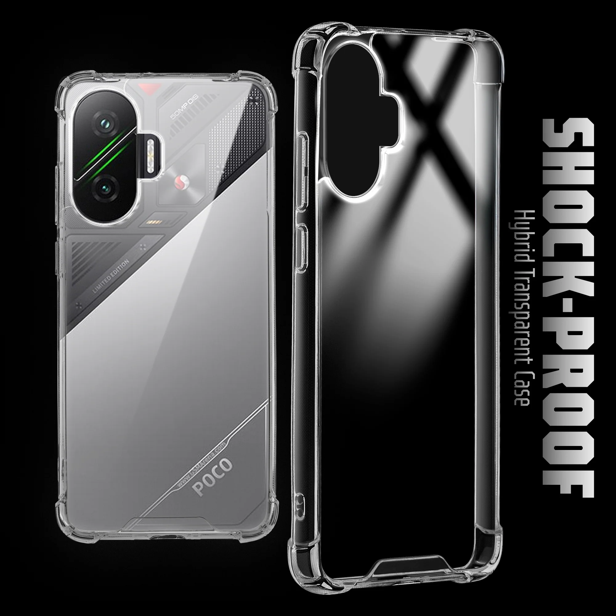 Transparent Shockproof Phone Back Cover Case With Raised Edges For Poco F7 5G