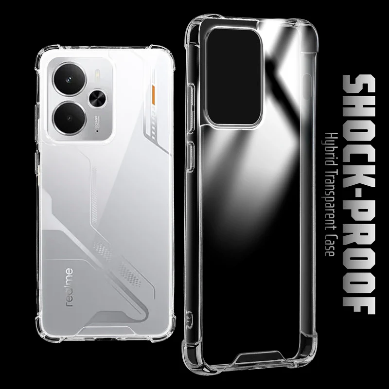 Transparent Shockproof Phone Back Cover Case With Raised Edges For Realme 14 5G