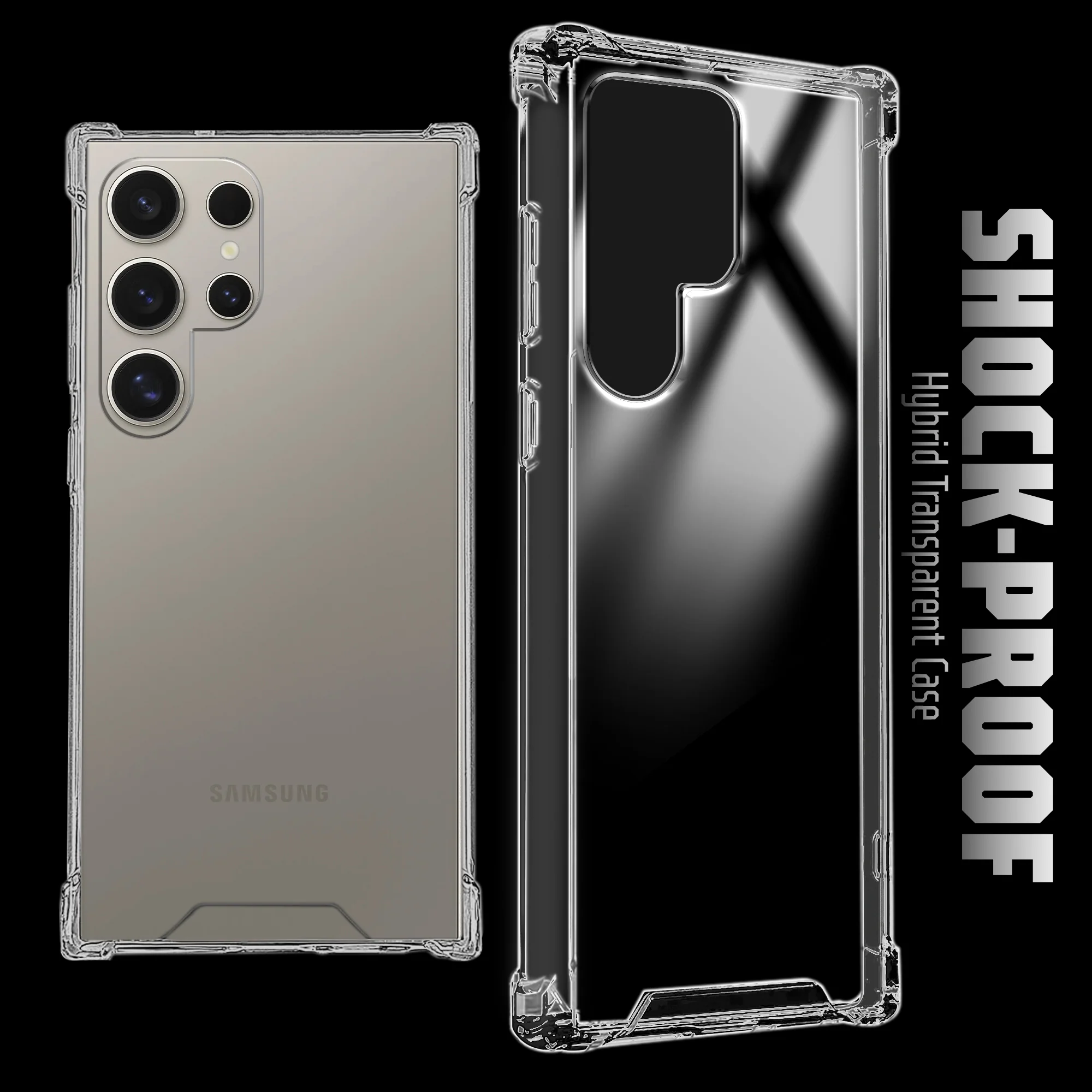 Transparent Shockproof Phone Back Cover Case With Raised Edges For Samsung S22 Ultra 5G