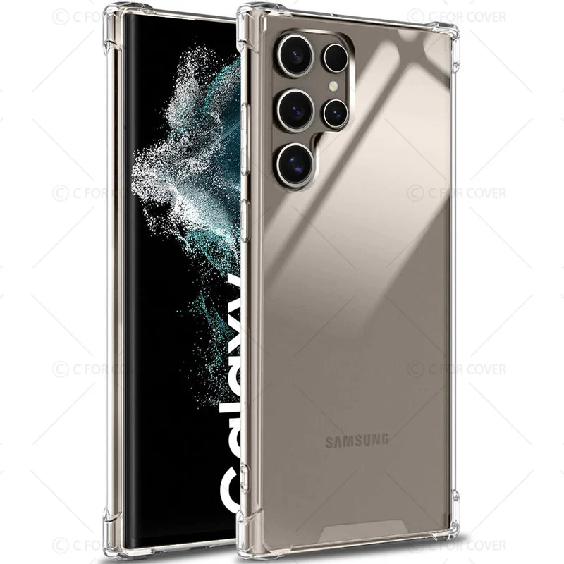 Transparent Shockproof Phone Back Cover Case With Raised Edges For Samsung S22 Ultra 5G - Image 5