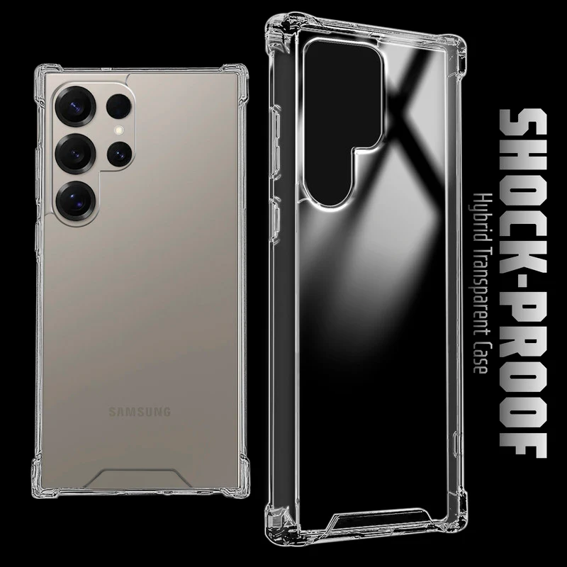 Transparent Shockproof Phone Back Cover Case With Raised Edges For Samsung S25 Ultra 5G