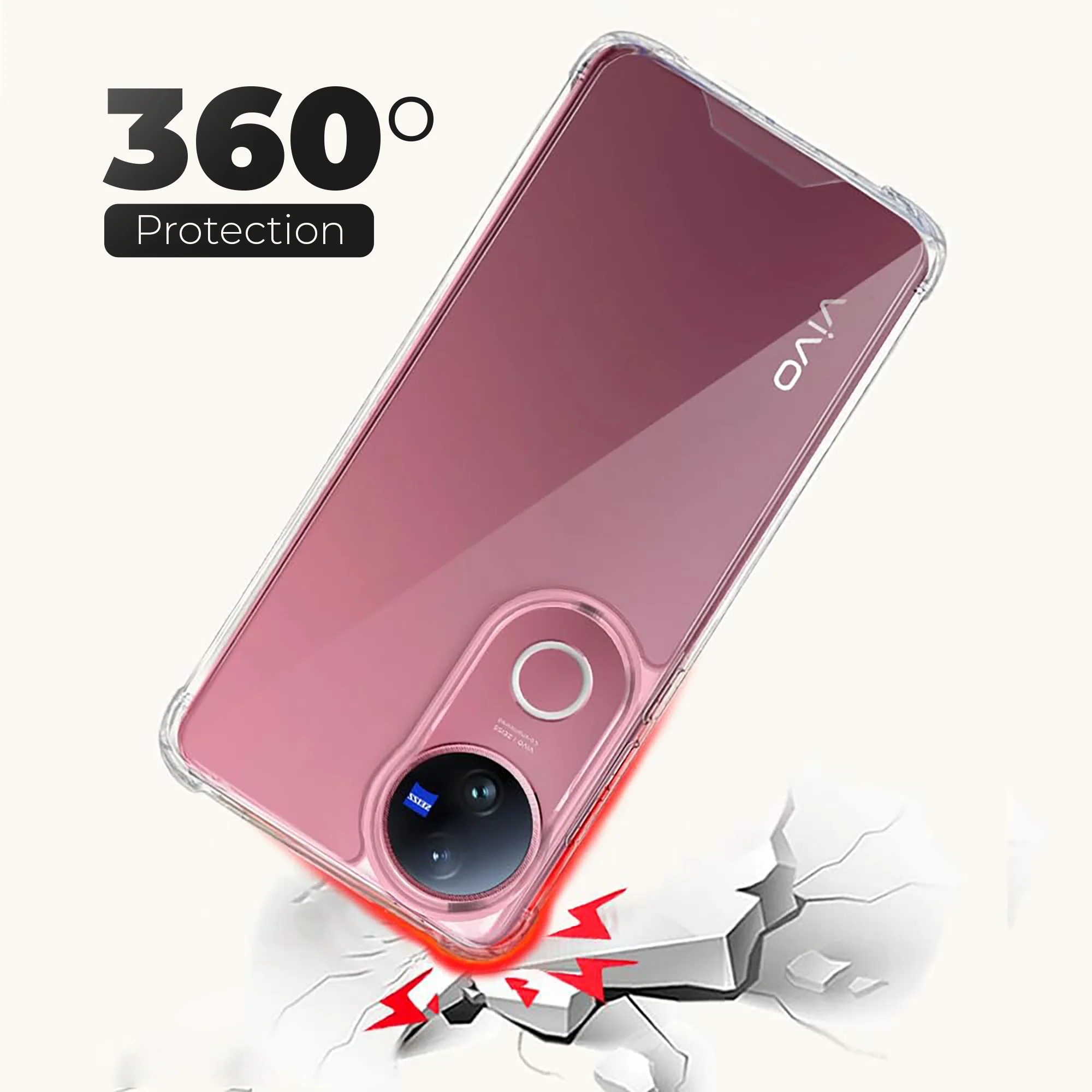 Transparent Shockproof Phone Back Cover Case With Raised Edges For Vivo V50 5G - Image 5