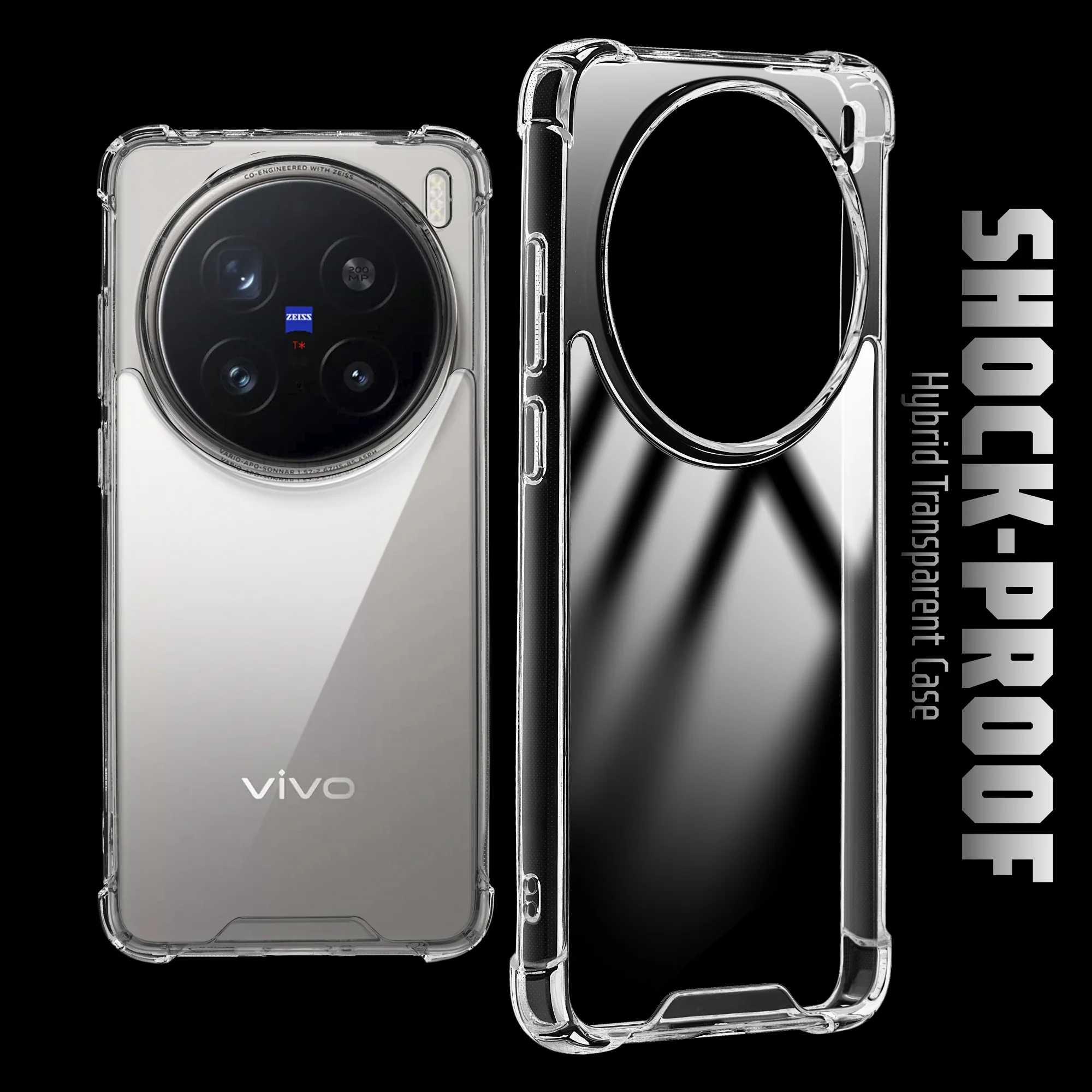 Transparent Shockproof Phone Back Cover Case With Raised Edges For Vivo X200 Pro 5G