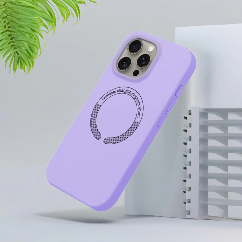 Silicon Back Cover Case for iPhone 15 Pro Max with Wireless Charging Support Supports Magnetic Charging | Screen and Camera Protection -Lavender - Image 8