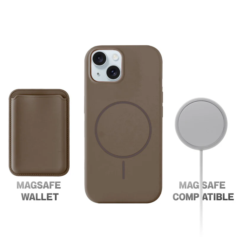 Silicon Magnetic Wireless Charging Back Case For Apple iPhone 13 with Detachable Card Holder - Image 10
