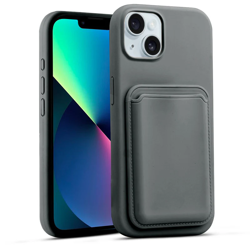 Silicon Magnetic Wireless Charging Back Case For Apple iPhone 13 with Detachable Card Holder - Image 21