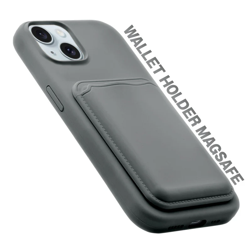 Silicon Magnetic Wireless Charging Back Case For Apple iPhone 13 with Detachable Card Holder - Image 23