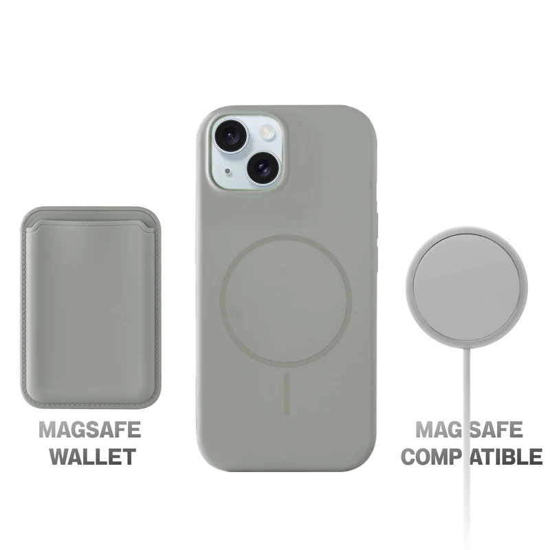 Silicon Magnetic Wireless Charging Back Case For Apple iPhone 13 with Detachable Card Holder - Image 28