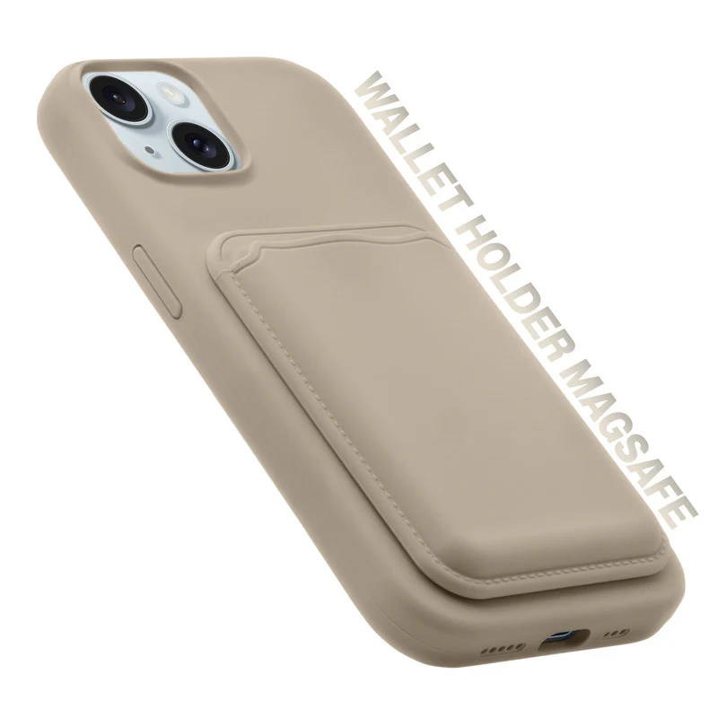 Silicon Magnetic Wireless Charging Back Case For Apple iPhone 13 with Detachable Card Holder - Image 35