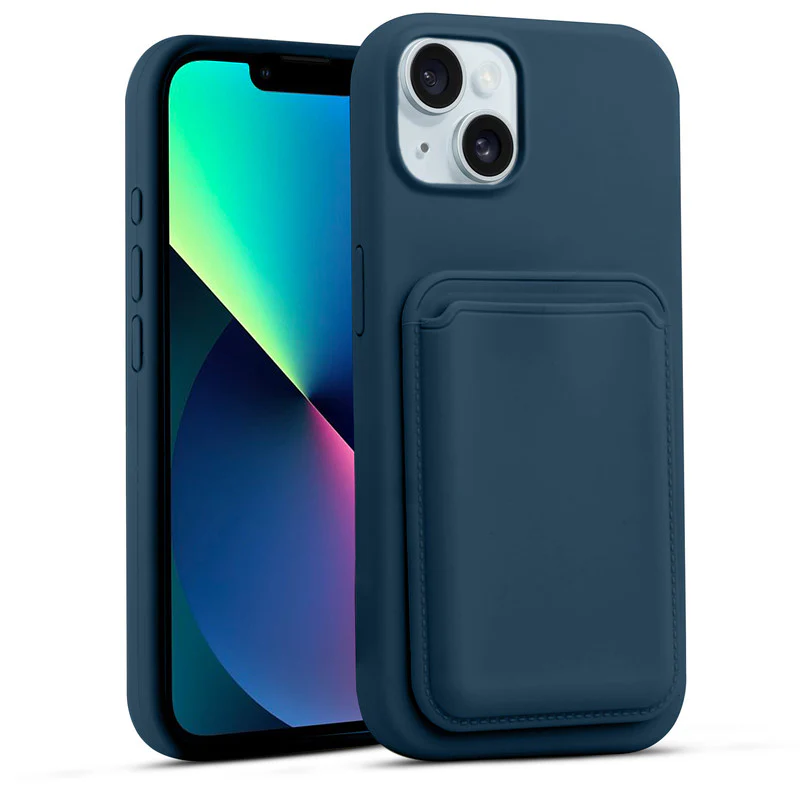 Silicon Magnetic Wireless Charging Back Case For Apple iPhone 13 with Detachable Card Holder - Image 39