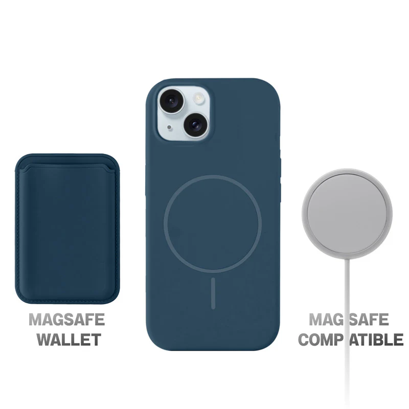 Silicon Magnetic Wireless Charging Back Case For Apple iPhone 13 with Detachable Card Holder - Image 40