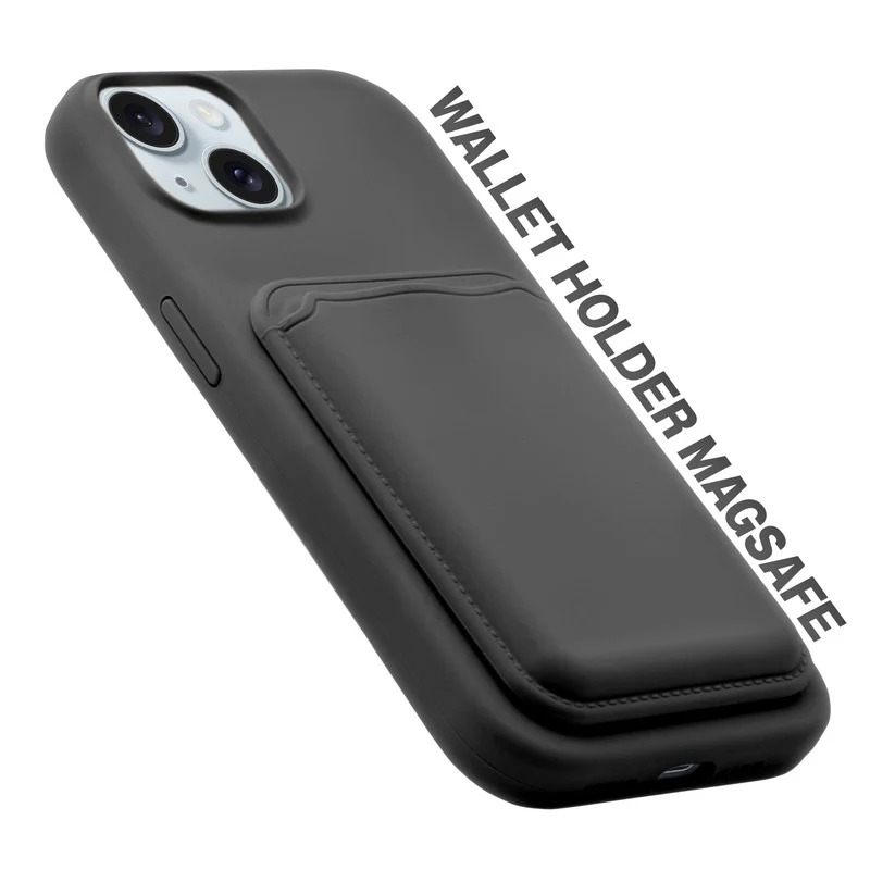 Silicon Magnetic Wireless Charging Back Case For Apple iPhone 13 with Detachable Card Holder - Image 5