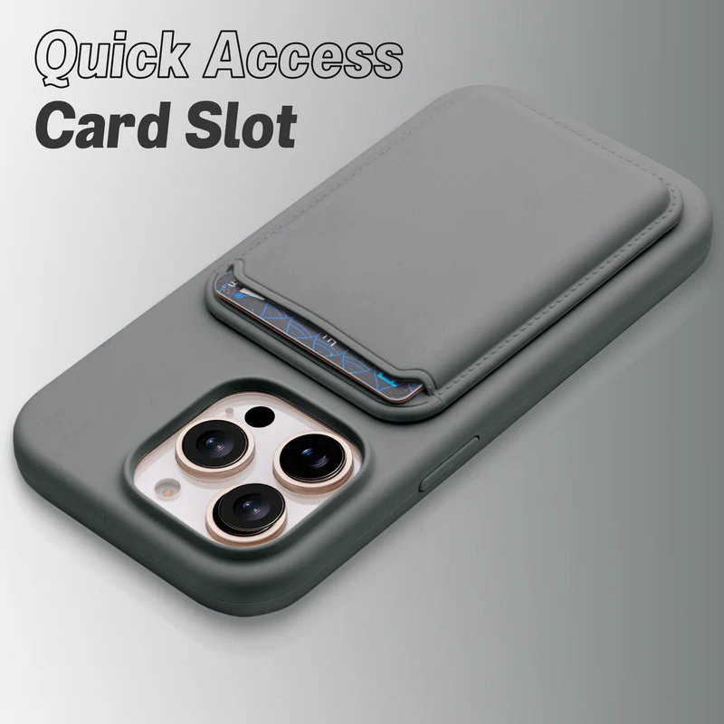 Silicon Magnetic Wireless Charging Back Case For Apple iPhone 14 Pro Max with Detachable Card Holder - Image 24