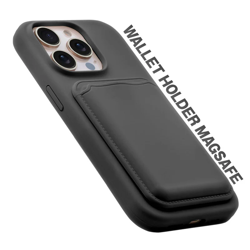 Silicon Magnetic Wireless Charging Back Case For Apple iPhone 14 Pro with Detachable Card Holder - Image 5