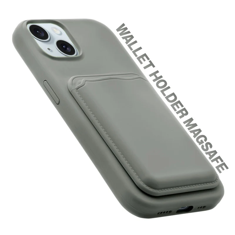 Silicon Magnetic Wireless Charging Back Case For Apple iPhone 14 with Detachable Card Holder - Image 11