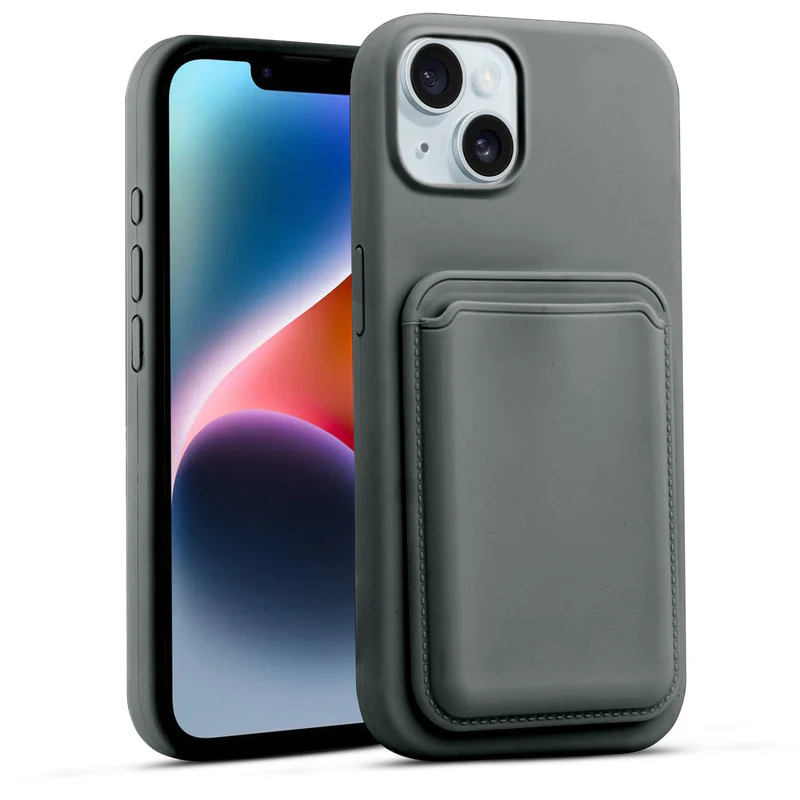 Silicon Magnetic Wireless Charging Back Case For Apple iPhone 14 with Detachable Card Holder - Image 15