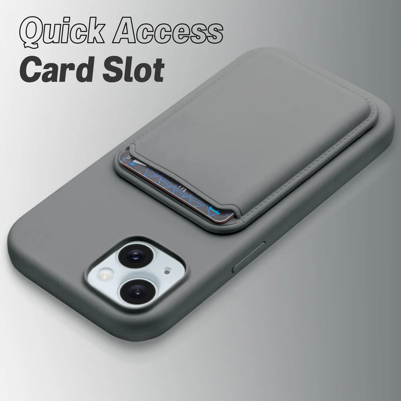 Silicon Magnetic Wireless Charging Back Case For Apple iPhone 14 with Detachable Card Holder - Image 18