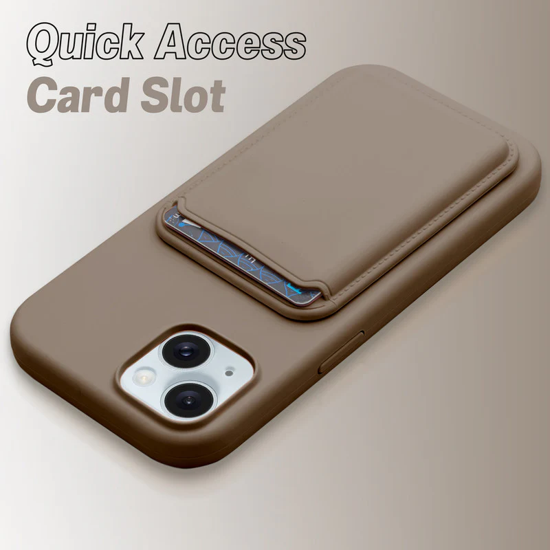 Silicon Magnetic Wireless Charging Back Case For Apple iPhone 14 with Detachable Card Holder - Image 24