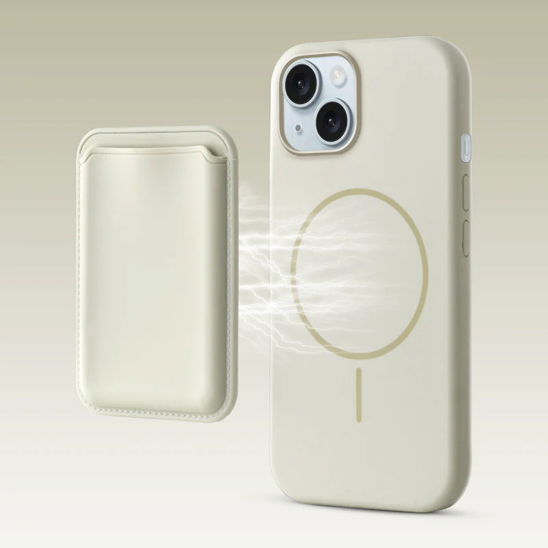 Silicon Magnetic Wireless Charging Back Case For Apple iPhone 14 with Detachable Card Holder - Image 25
