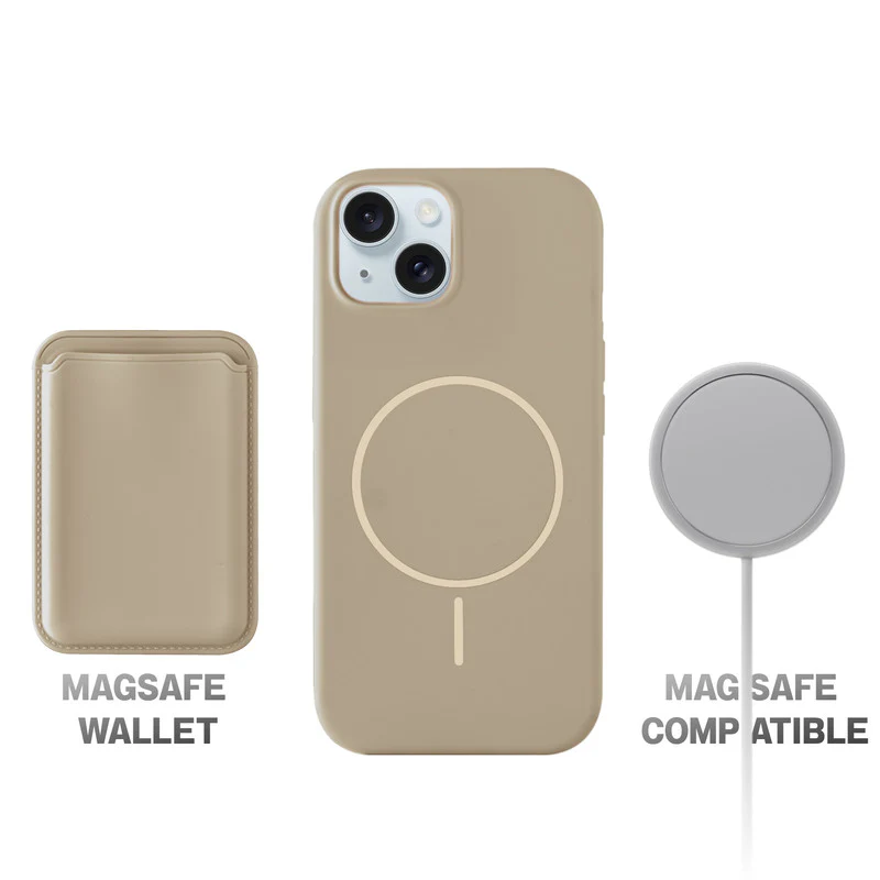 Silicon Magnetic Wireless Charging Back Case For Apple iPhone 14 with Detachable Card Holder - Image 34