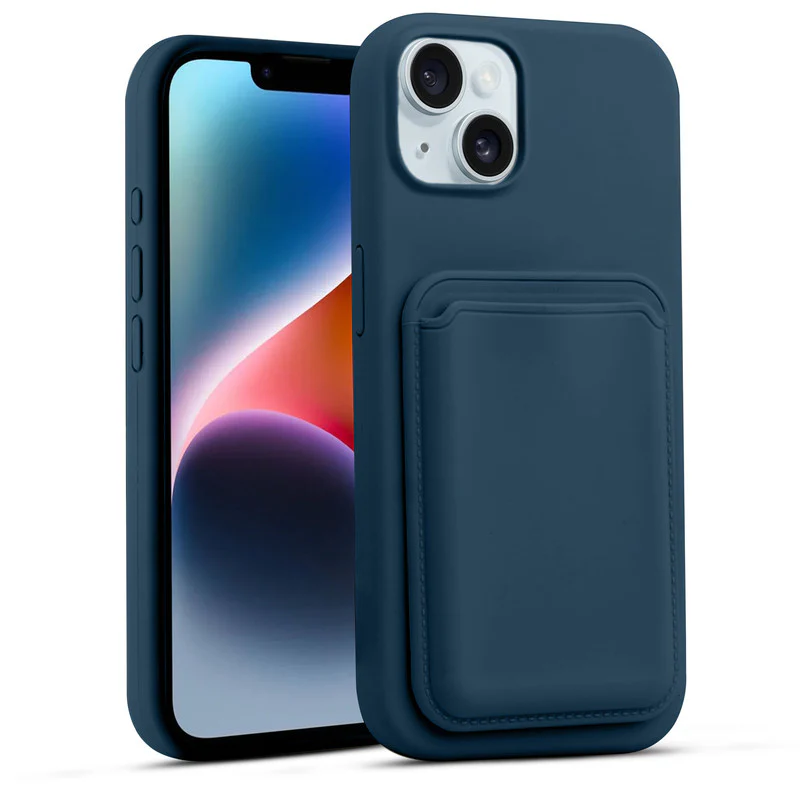 Silicon Magnetic Wireless Charging Back Case For Apple iPhone 14 with Detachable Card Holder - Image 39