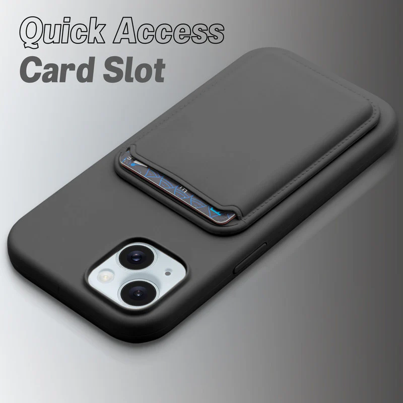 Silicon Magnetic Wireless Charging Back Case For Apple iPhone 14 with Detachable Card Holder - Image 6