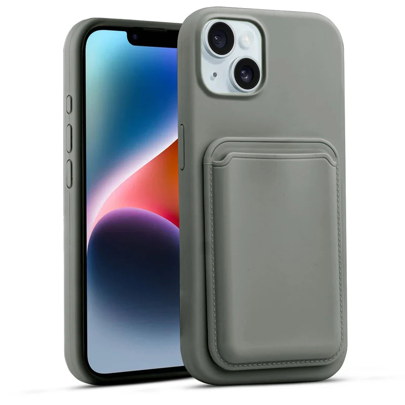 Silicon Magnetic Wireless Charging Back Case For Apple iPhone 14 with Detachable Card Holder - Image 9