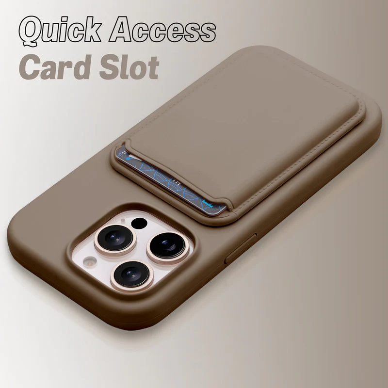Silicon Magnetic Wireless Charging Back Case For Apple iPhone 15 Pro Max with Detachable Card Holder - Image 12
