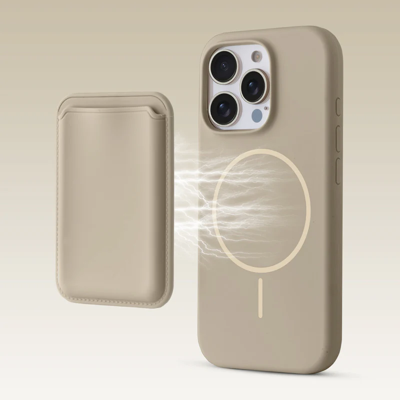 Silicon Magnetic Wireless Charging Back Case For Apple iPhone 15 Pro Max with Detachable Card Holder - Image 31
