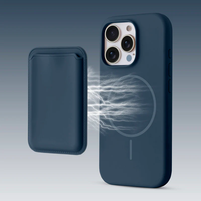 Silicon Magnetic Wireless Charging Back Case For Apple iPhone 15 Pro Max with Detachable Card Holder - Image 37