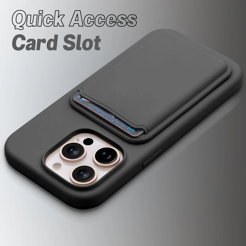 Silicon Magnetic Wireless Charging Back Case For Apple iPhone 15 Pro with Detachable Card Holder - Image 12