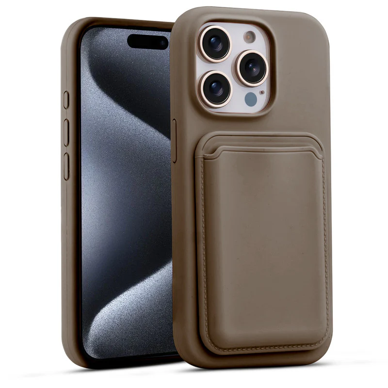 Silicon Magnetic Wireless Charging Back Case For Apple iPhone 15 Pro with Detachable Card Holder - Image 15