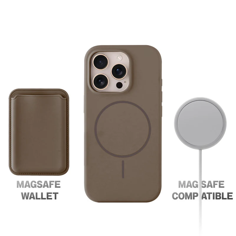 Silicon Magnetic Wireless Charging Back Case For Apple iPhone 15 Pro with Detachable Card Holder - Image 16